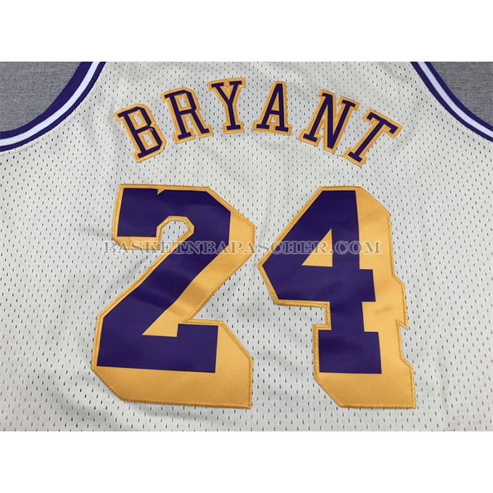 Maillot Los Angeles Lakers Kobe Bryant NO 24 Mitchell & Ness Chainstitch Creme